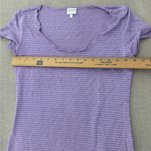 ARMANI COLLEZIONI Lightweight Cap Short Sleeve Women Top Purple Stripes Size 6 - Picture 4 of 6